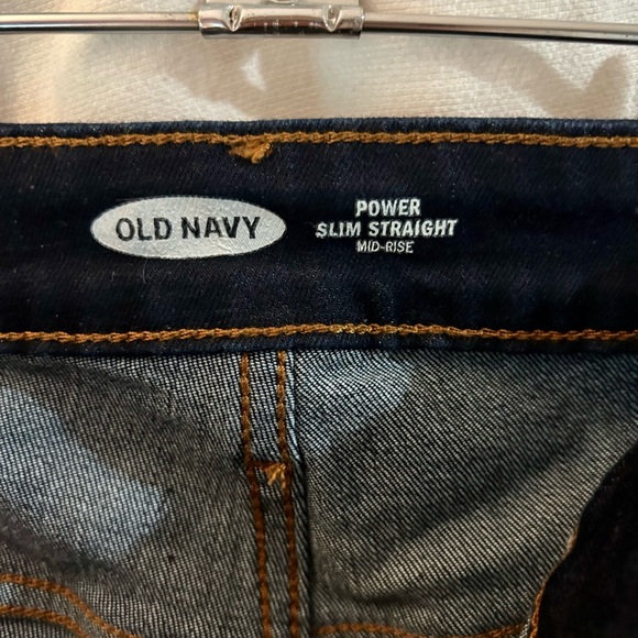 Old Navy Power Slim Straight Mid-Rise Dark Blue Wash Jeans 16 Short Women’s - Picture 3 of 4